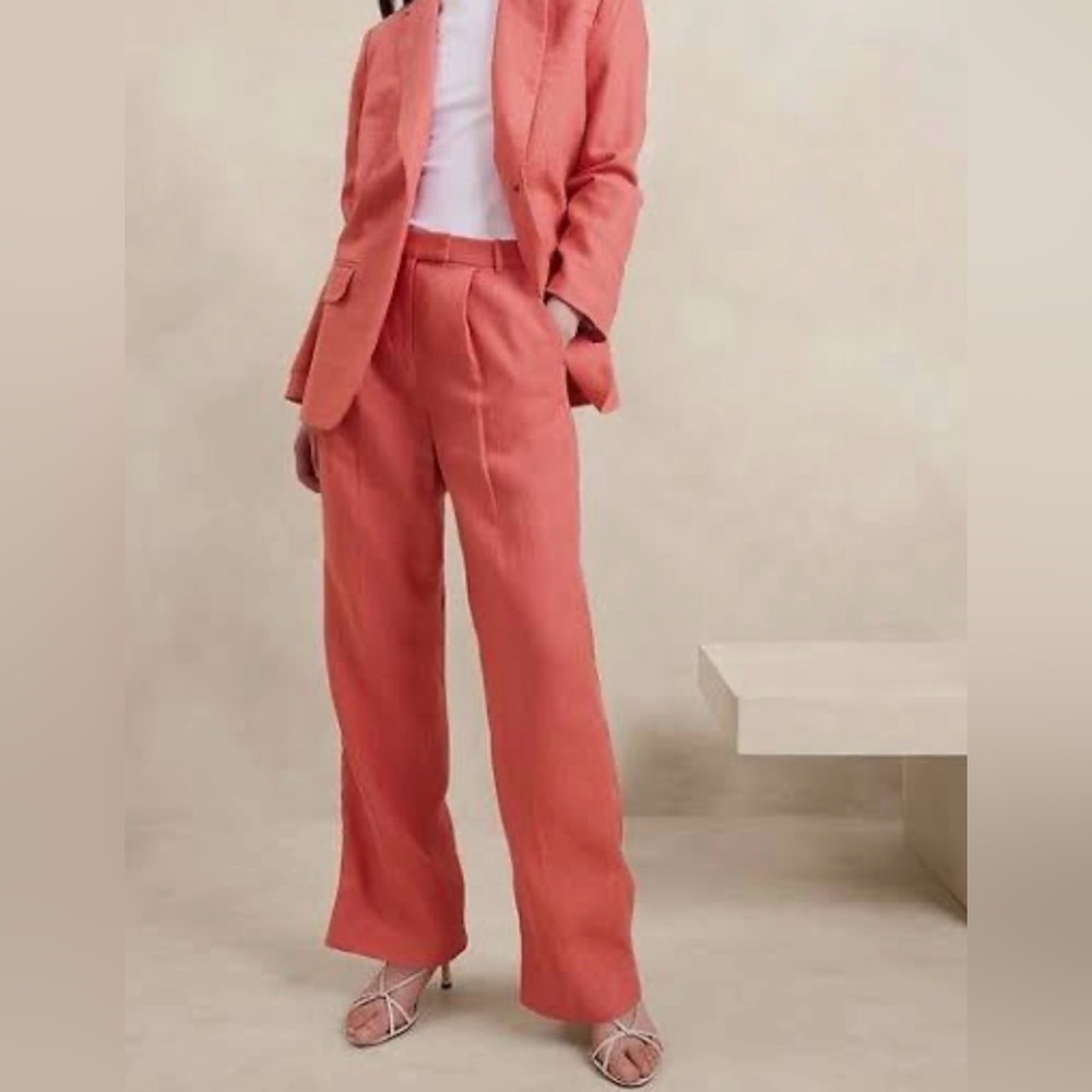 Banana Republic Coral Wide-Leg Tailored Trousers